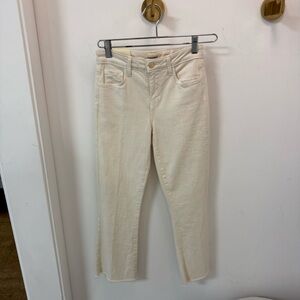 L'AGENCE Kendra Highrise Cropped Flare Cream Ankle Jeans